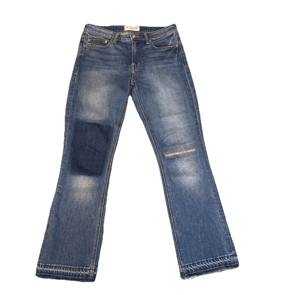 Derek Lam 10 Crosby Gia Mid-Rise Flare Jeans Size 27x27 Raw Hem